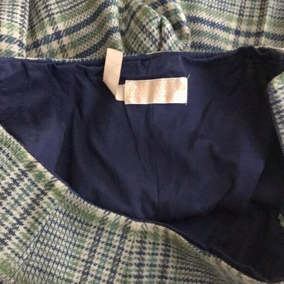 Pendleton Vintage 90s Green, Blue Stripes & Light Grey Plaid Wool Pants Trousers - Picture 9 of 12